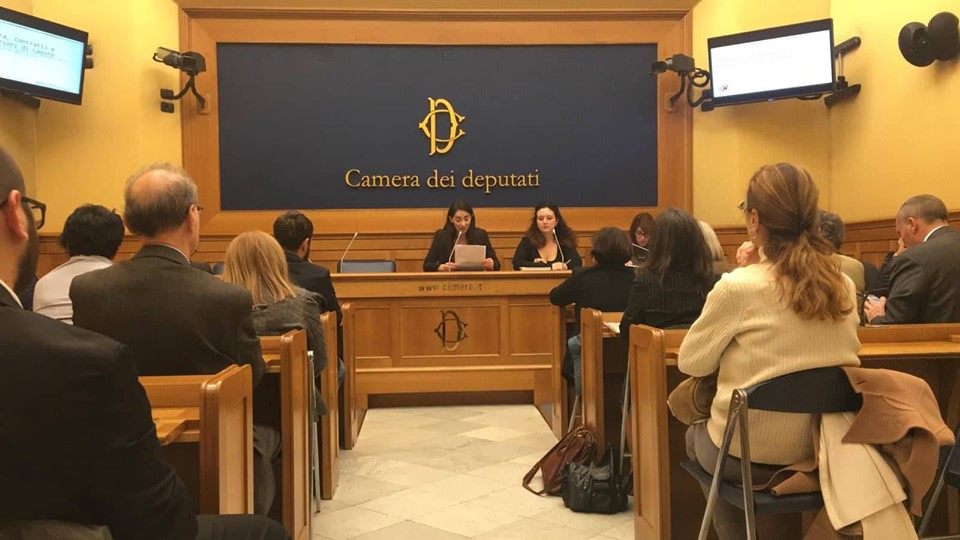 La conferenza stampa di presentazione dei risultati dell'inchiesta Cultura, contratti e condizioni di lavoro; Sala Stampa della Camera dei Deputati, 30 ottobre 2019